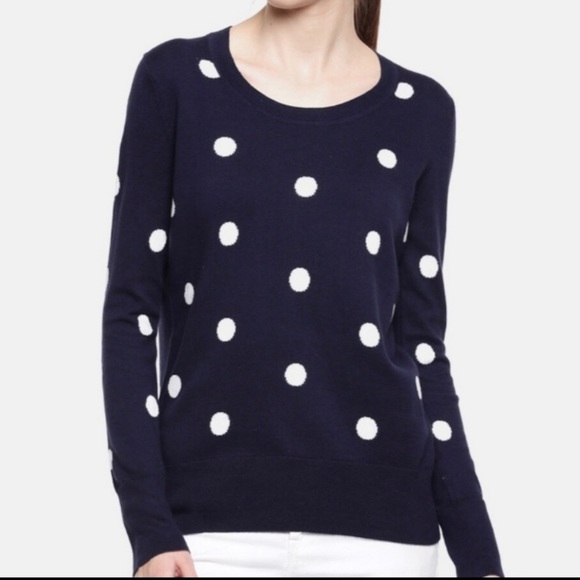 Navy and white Polka dot 3/4 sleeve sweater - Picture 5 of 5
